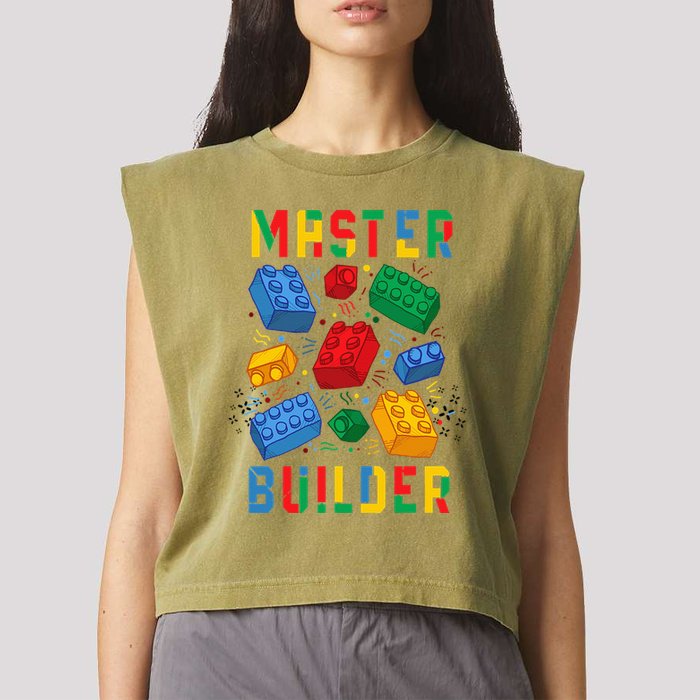 Brick Builder Funny Blocks Master Builder Garment-Dyed Women's Muscle Tee