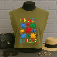 Brick Builder Funny Blocks Master Builder Garment-Dyed Women's Muscle Tee