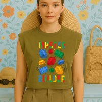 Brick Builder Funny Blocks Master Builder Garment-Dyed Women's Muscle Tee