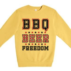 Bbq Beer Freedom Gift Premium Crewneck Sweatshirt