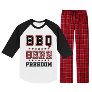 Bbq Beer Freedom Gift Raglan Sleeve Pajama Set