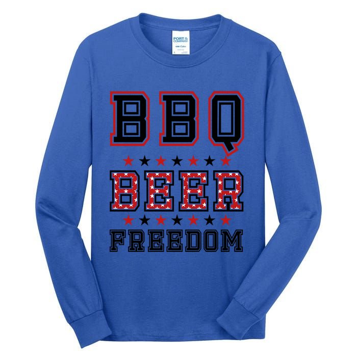 Bbq Beer Freedom Gift Tall Long Sleeve T-Shirt