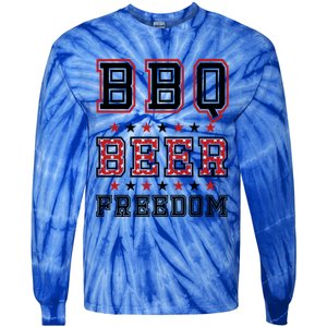 Bbq Beer Freedom Gift Tie-Dye Long Sleeve Shirt