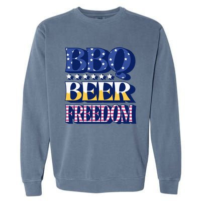 Bbq Beer Freedom Food Fun Gift Garment-Dyed Sweatshirt