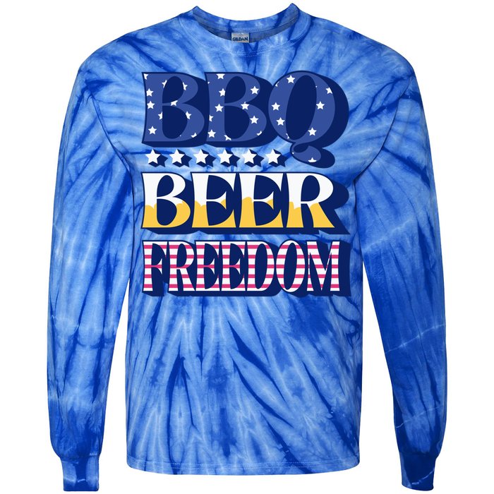 Bbq Beer Freedom Food Fun Gift Tie-Dye Long Sleeve Shirt