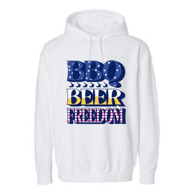 Bbq Beer Freedom Food Fun Gift Garment-Dyed Fleece Hoodie