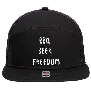 Bbq Beer Freedom Gift 7 Panel Mesh Trucker Snapback Hat