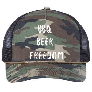 Bbq Beer Freedom Gift Retro Rope Trucker Hat Cap