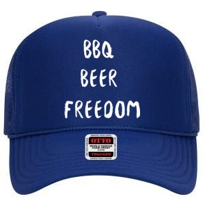 Bbq Beer Freedom Gift High Crown Mesh Back Trucker Hat