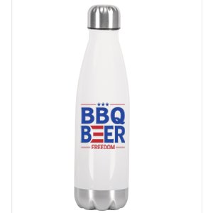 Bbq Beer Freedom Funny America 2020 Proud American Gift Stainless Steel Insulated Water Bottle