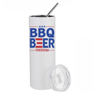 Bbq Beer Freedom Funny America 2020 Proud American Gift Stainless Steel Tumbler