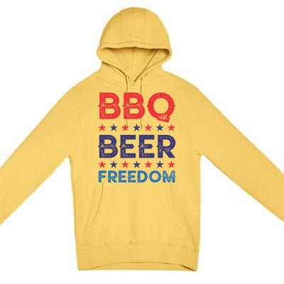 Bbq Beer Freedom Funny America Usa Party 4th Of July Summer Gift Premium Pullover Hoodie