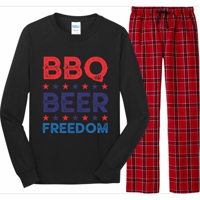 Bbq Beer Freedom Funny America Usa Party 4th Of July Summer Gift Long Sleeve Pajama Set