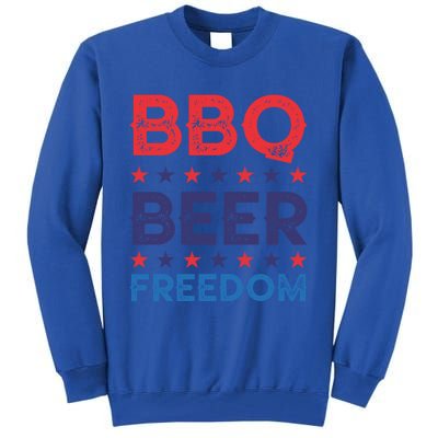 Bbq Beer Freedom Funny America Usa Party 4th Of July Summer Gift Tall Sweatshirt