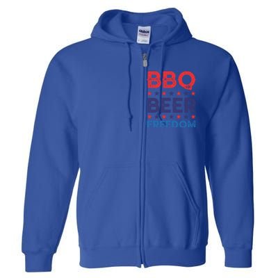 Bbq Beer Freedom Funny America Usa Party 4th Of July Summer Gift Full Zip Hoodie