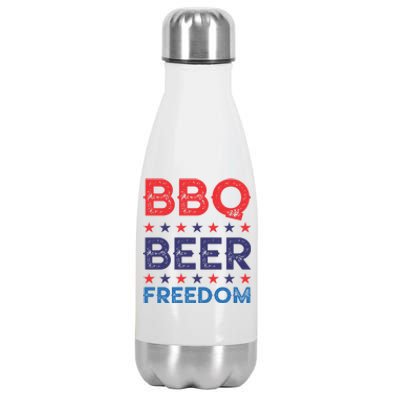 Bbq Beer Freedom Funny America Usa Party 4th Of July Summer Gift Stainless Steel Insulated Water Bottle