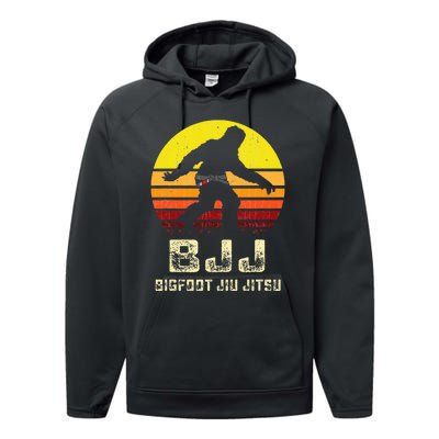 Bjj Bigfoot Funny Sasquatch Jiu Jitsu Martial Arts Performance Fleece Hoodie