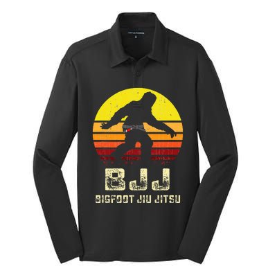 Bjj Bigfoot Funny Sasquatch Jiu Jitsu Martial Arts Silk Touch Performance Long Sleeve Polo