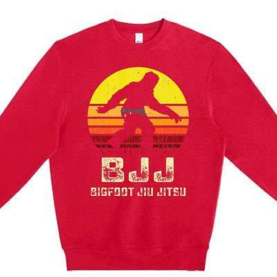 Bjj Bigfoot Funny Sasquatch Jiu Jitsu Martial Arts Premium Crewneck Sweatshirt