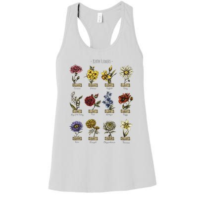 Botanical Birth Flower Vintage Flowers Floral Women's Racerback Tank