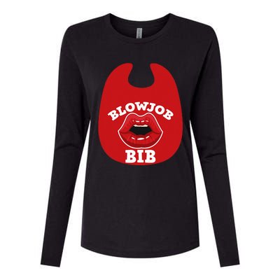 Blowjob Bib Funny Adult Women Dirty Humor Blowjob Bib Womens Cotton Relaxed Long Sleeve T-Shirt