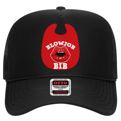 Blowjob Bib Funny Adult Women Dirty Humor Blowjob Bib High Crown Mesh Back Trucker Hat