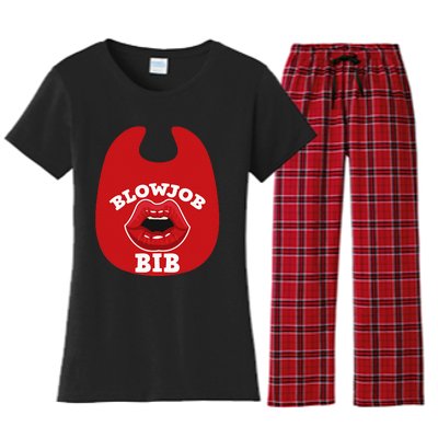 Blowjob Bib Funny Adult Women Dirty Humor Blowjob Bib Women's Flannel Pajama Set