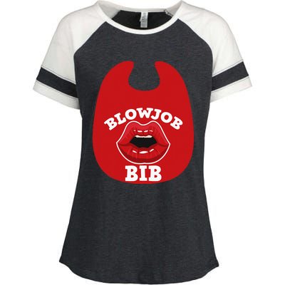 Blowjob Bib Funny Adult Women Dirty Humor Blowjob Bib Enza Ladies Jersey Colorblock Tee