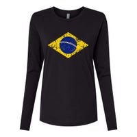 Brasil Brazilian Flag Green Womens Cotton Relaxed Long Sleeve T-Shirt