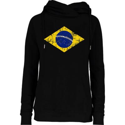 Brasil Brazilian Flag Green Womens Funnel Neck Pullover Hood