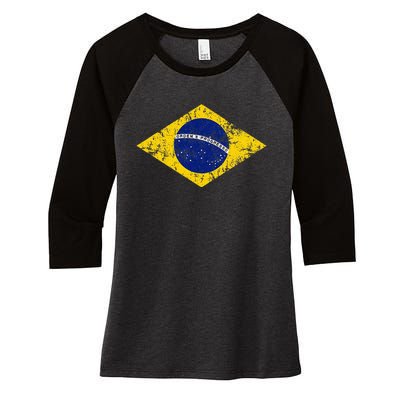 Brasil Brazilian Flag Green Women's Tri-Blend 3/4-Sleeve Raglan Shirt