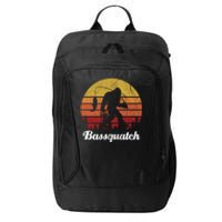 Bassquatch Bigfoot Fishing Outdoor Retro Sunset City Backpack