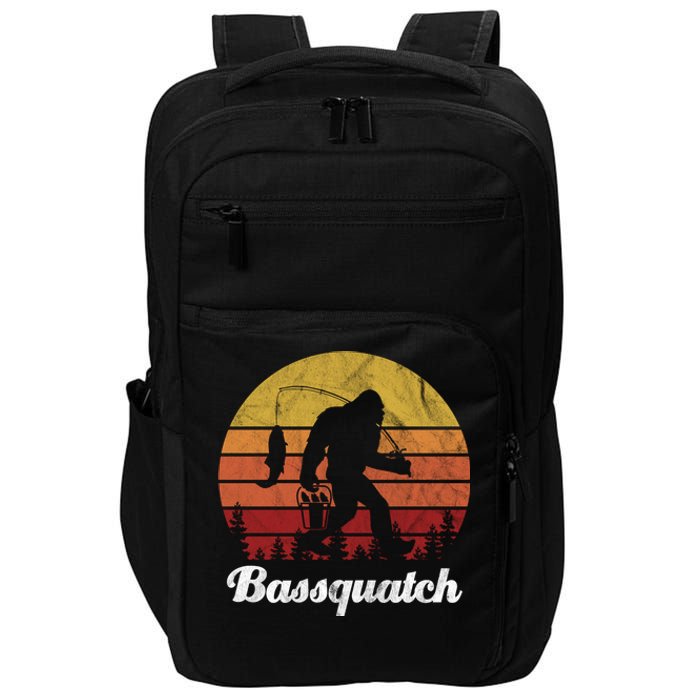 Bassquatch Bigfoot Fishing Outdoor Retro Sunset Impact Tech Backpack