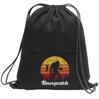 Bassquatch Bigfoot Fishing Outdoor Retro Sunset Sweatshirt Cinch Pack Bag