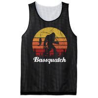 Bassquatch Bigfoot Fishing Outdoor Retro Sunset Mesh Reversible Basketball Jersey Tank