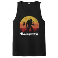 Bassquatch Bigfoot Fishing Outdoor Retro Sunset PosiCharge Competitor Tank