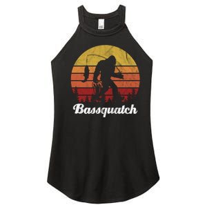 Bassquatch Bigfoot Fishing Outdoor Retro Sunset Women’s Perfect Tri Rocker Tank