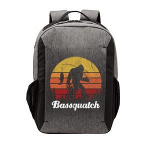 Bassquatch Bigfoot Fishing Outdoor Retro Sunset Vector Backpack