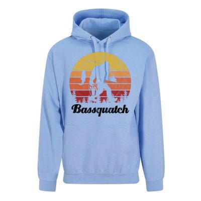 Bassquatch Bigfoot Fishing Outdoor Retro Sunset Unisex Surf Hoodie