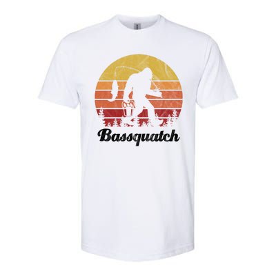 Bassquatch Bigfoot Fishing Outdoor Retro Sunset Softstyle CVC T-Shirt