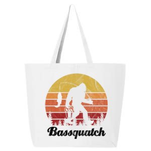 Bassquatch Bigfoot Fishing Outdoor Retro Sunset 25L Jumbo Tote