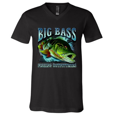 Big Bass Fishing V-Neck T-Shirt