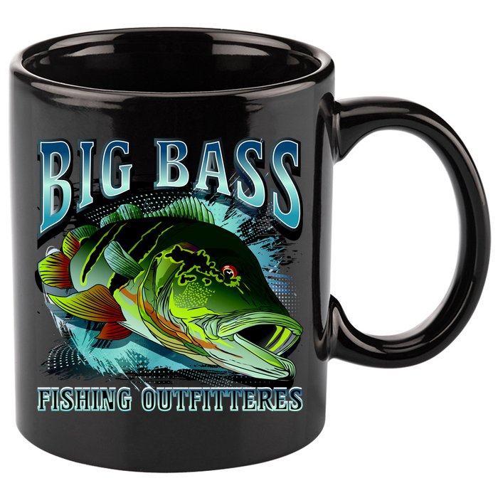 Big Bass Fishing 11oz C Handle Ceramic Mug