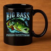 Big Bass Fishing 11oz C Handle Ceramic Mug