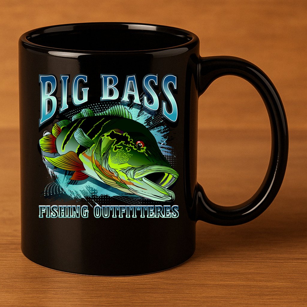 Big Bass Fishing 11oz C Handle Ceramic Mug