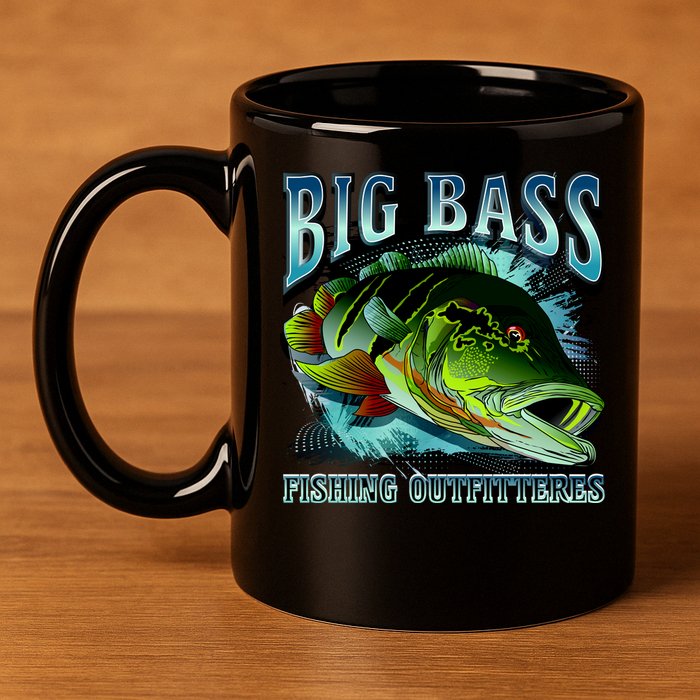 Big Bass Fishing 11oz C Handle Ceramic Mug