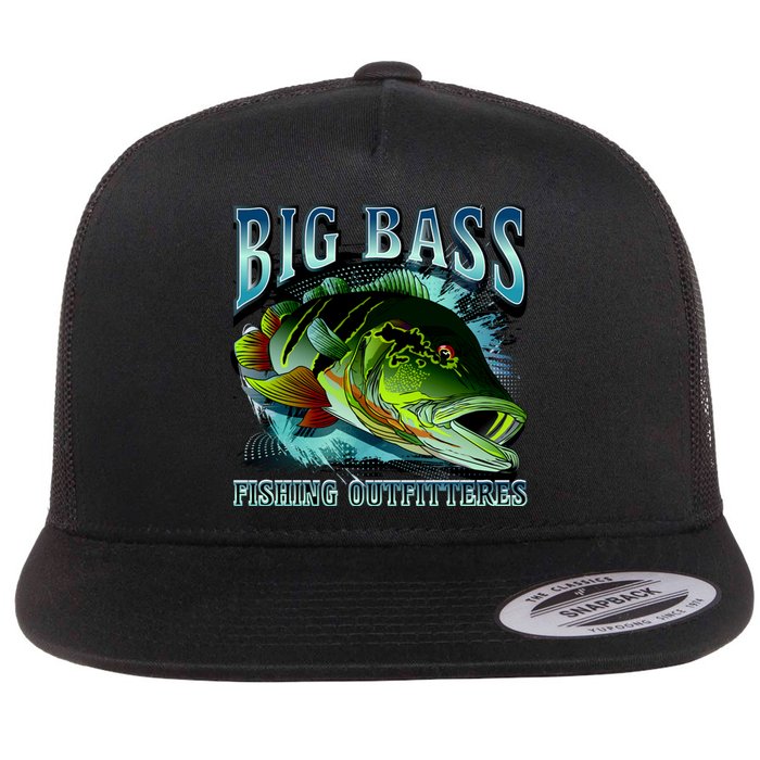 Big Bass Fishing Flat Bill Trucker Hat