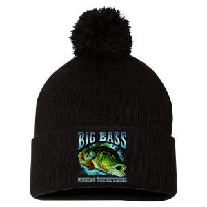 Big Bass Fishing Pom Pom 12in Knit Beanie