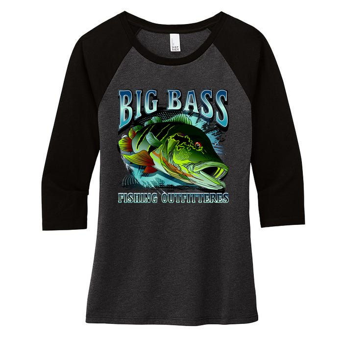 Big Bass Fishing Women's Tri-Blend 3/4-Sleeve Raglan Shirt