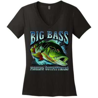 Big Bass Fishing Women's V-Neck T-Shirt